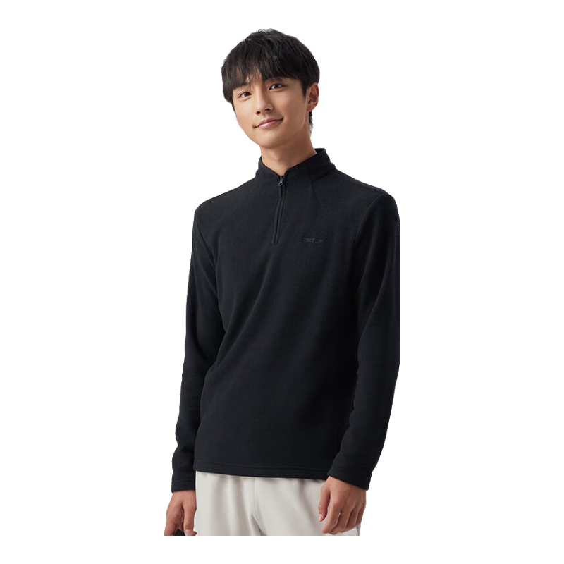 TECTOP Fleece Jacket for Men, Outdoor Windproof And Warm Stand Collar Soft Comfortable 45ZR Classic Black L