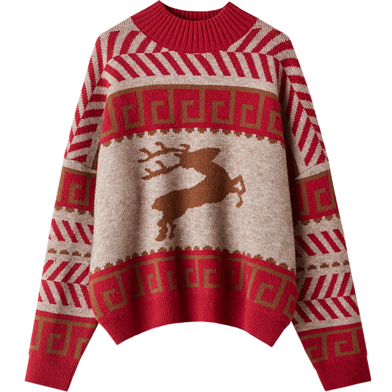 Dme [Vintage Filter] Autumn And Winter Rich Semi-Turtleneck Contrast Color Sweater, Flattering for Petite Women, Versatile Knitted Top