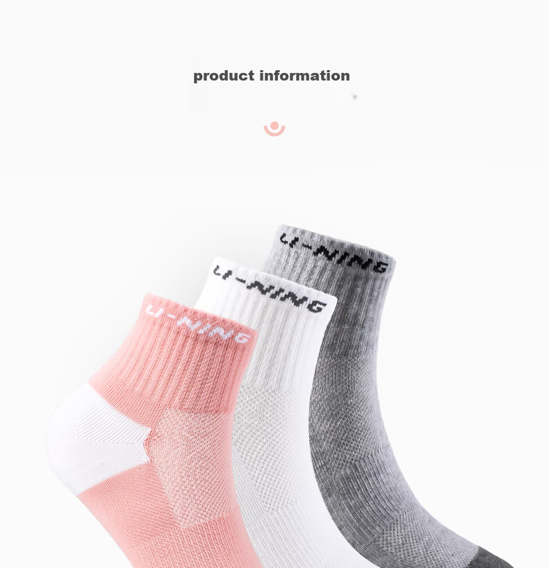 Li-Ning Women's Sports Socks (3 Pairs), Basketball Socks, Summer Running Sports Short Socks, Breathable Sweat-Absorbing Short Cotton Socks 24