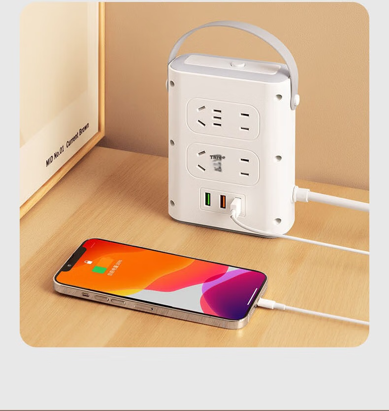 Aleleke Portable Standing Three-Tier Power Strip, 12 Outlets with Master Switch, 3 USB Ports for Charging, Night Light with Three Color Temperatures, Overload Protection, Extension Cord, 1.6m to 2m 19