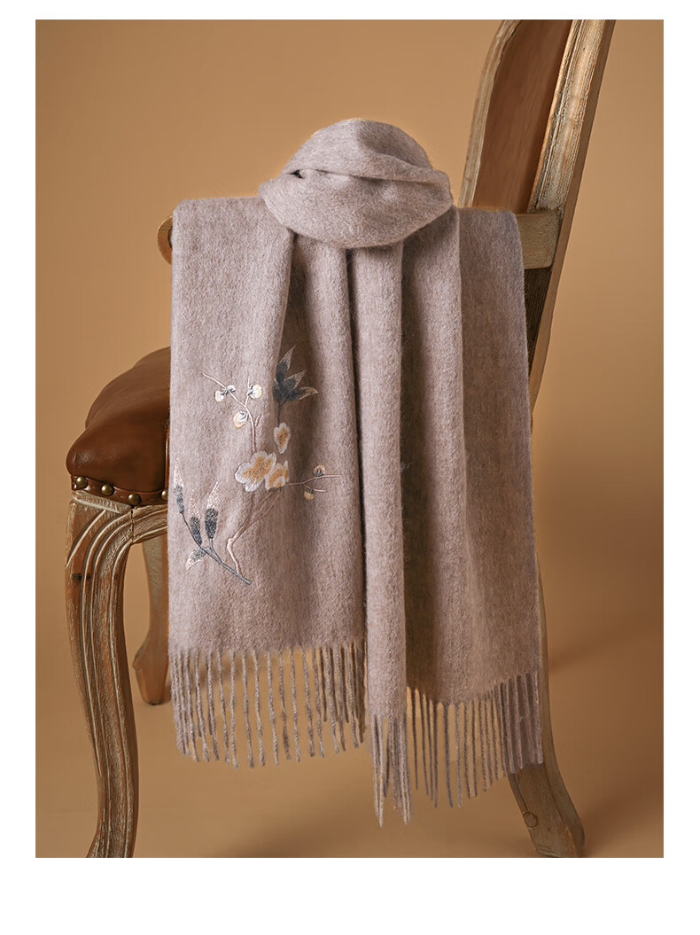 Hangsifu Pure Wool Embroidered Scarf, Neck Warmer, Outer Wrap Shawl, Autumn And Winter Warm Cloak, Birthday Gift Box for Mothers And Wome 22