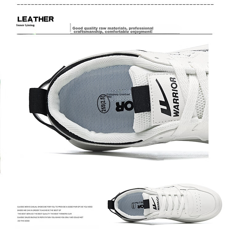 Warrior Men's Sneakers, National Trend Versatile Casual Shoes, Wear-Resistant Running Sports Shoes, WXP(WZ)-1626, White And Black, Size 40 5