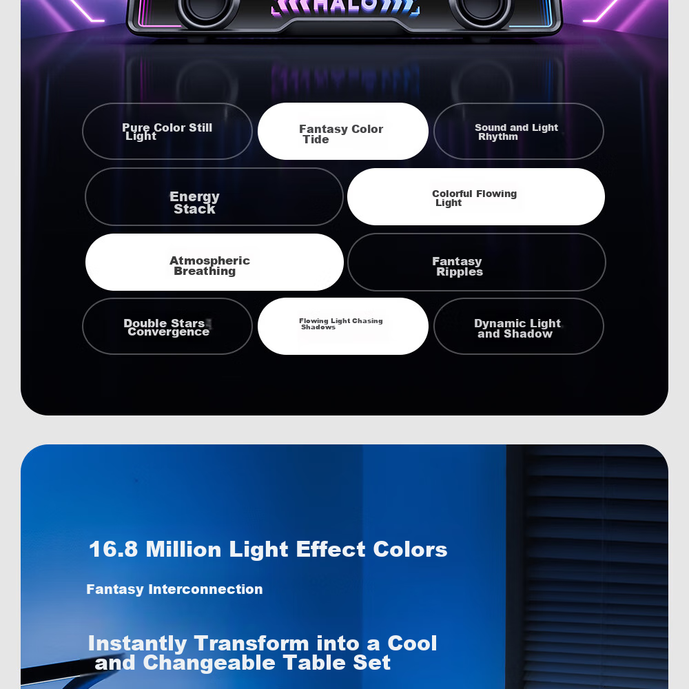 EDIFIER Halo Soundbar Max Computer Speakers, Abyss Ambient Light, Desktop PS5 Gaming Speakers, Dawn White 15