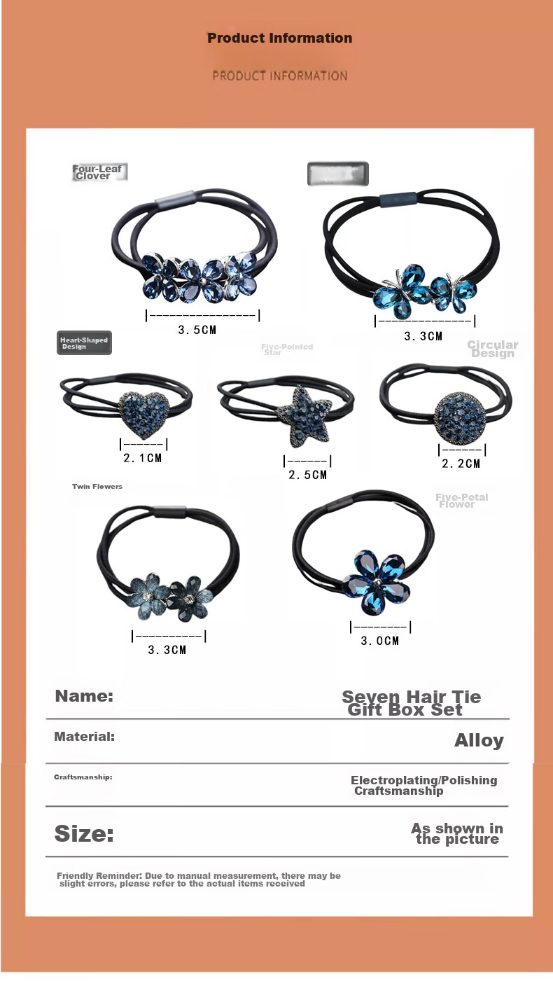 Gunai One-Week Hair Tie Hair Accessory Elastic Hair Band Hair Rope Set Valentine's Day Gift for Girlfriend 5