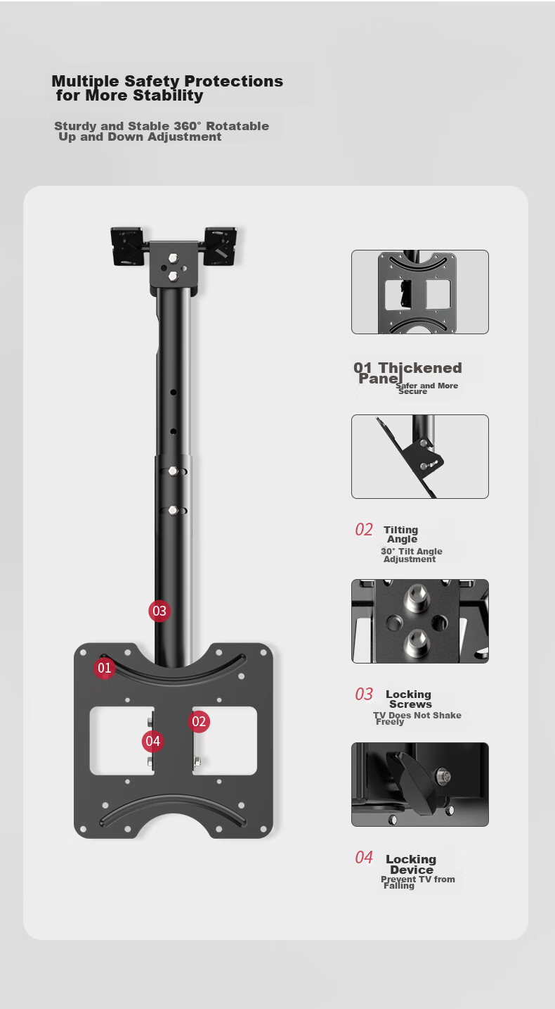 Jiangwutong TV Mount Bracket [14-42 Inches], Ceiling Hanging Bracket, 360-Degree Rotating Display Hanging Rod, LCD TV Suspension Mount 4