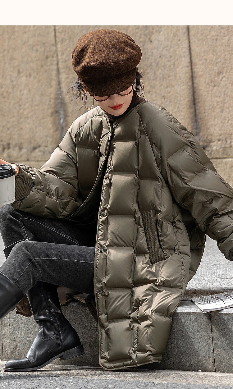 Dme [Puff Lover] 25 Winter Cloud 90% Duck Down Matte Horizontal Knitted Slimming Bread Women's Down Jacket 8