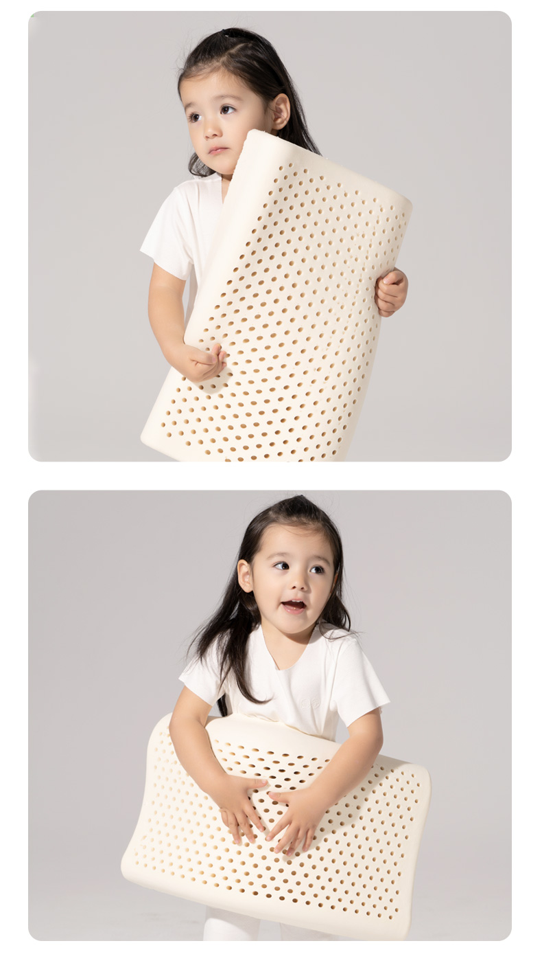 JaCe Children's Latex Pillow, Imported from Thailand, 96% Natural Latex, Class A Pillow Core, for Ages 6-15, White 14