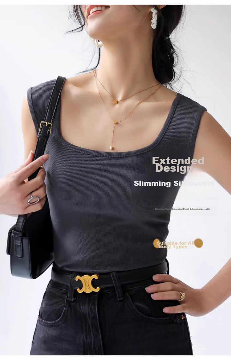XUEXIMAN Women's Camisole Tank Top, Autumn And Winter Sexy Inner Wear, Solid Color Thin Base Layer, Beautiful Back Design, Inner Wear And Outer Wear Top, XL 11