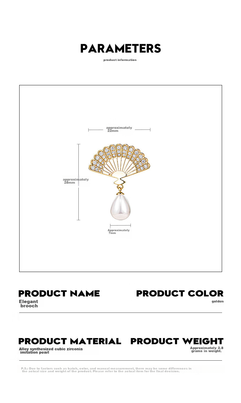 Qlady New Chinese-Style Fan Brooch, High-End Women's 2026 New Year Style Corsage, Light Luxury Anti-Exposure Collar Pin, Silk Scarf Buckle Accessory 2