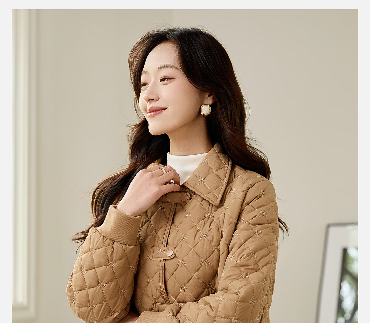 PinCai Women's Cotton Jacket Fashion Woven Design Lapel Thickened Lightweight Winter Coat P144M1003 1