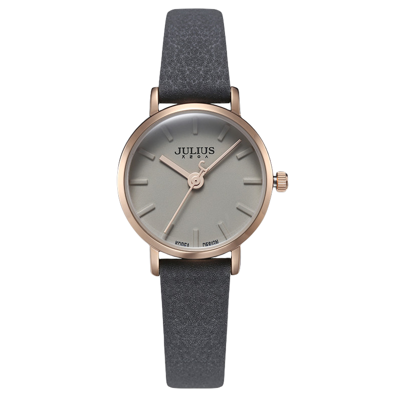 Julius Women's Watch, Korean Fashion Trendy Small Dial Leather Strap Quartz Waterproof Student Ladies Watch, Gray JA-963D