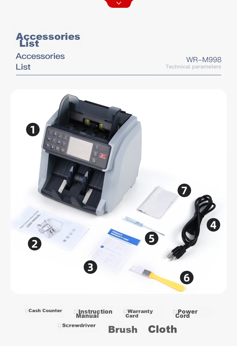 Weirong Multi-Currency Currency Counter for USD, EUR, GBP, JPY, AUD, CAD, INR Bill Sorting Machine WR-M998 14