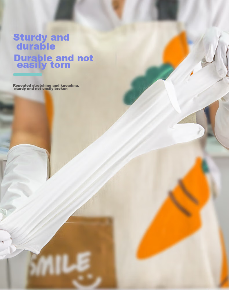 Jiazhanli Disposable Nitrile Gloves, 15-Inch Extended And Thickened, for Laboratory And Industrial Protection, 10 Pieces/bag, White, Size M 4