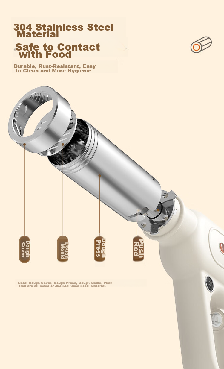 Liven Noodle Maker with Power Display, Home Automatic Wireless Handheld Pasta Press, Electric Youtiao Maker, Stainless Steel Noodle Machine with 5 Mold Types ML-A410 17