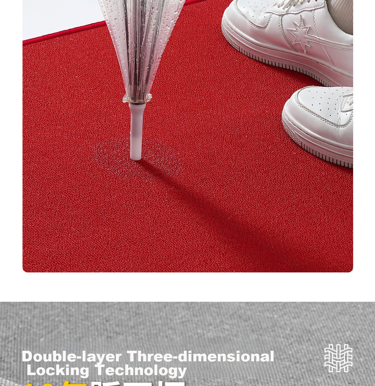 Huaxu Entrance Mat, Doorway Foot Mat, Foyer Mat, Hallway Outdoor Non-Slip Cuttable Red Mat - Elegant 9