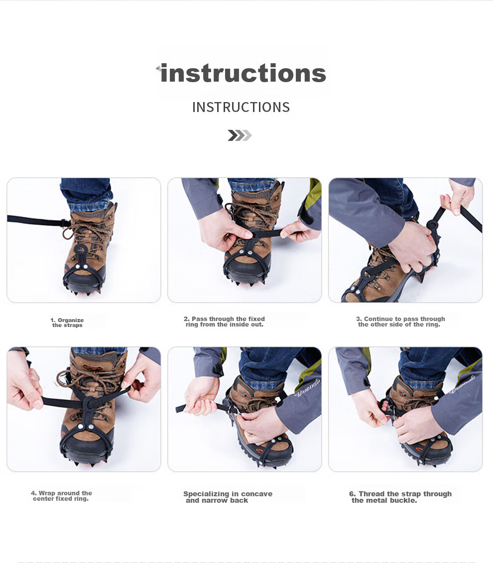 MOTIE Ice Claw Non-Slip Shoe Covers, Professional Mountaineering Outdoor Climbing Equipment, Snow Cleats, Ice Grips with 10 Teeth (1 Pair One Size Fits All) 14