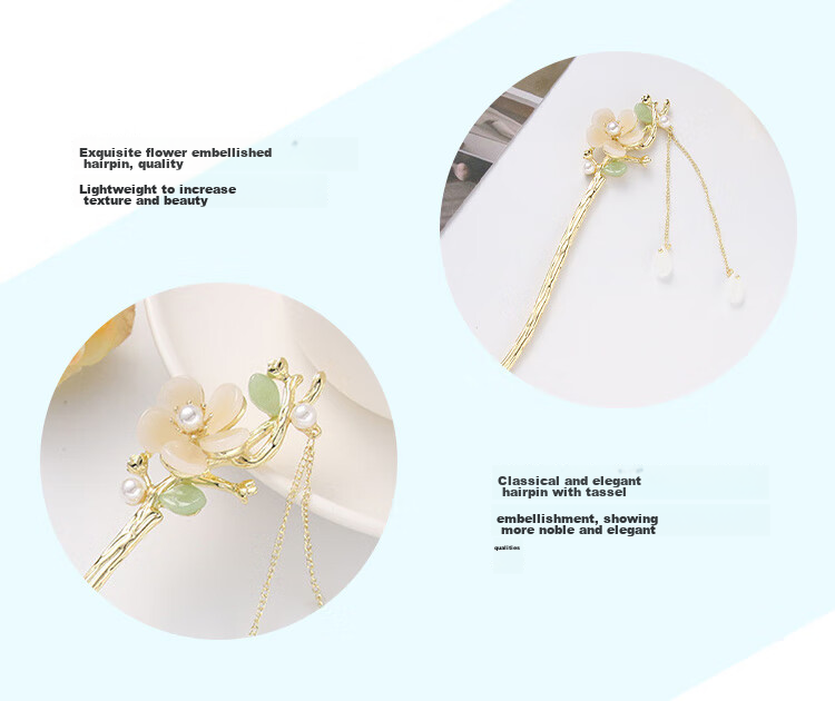 CHIMERA New Chinese-Style Hanfu Qipao Hair Clip, Tassel, Back of Head Clip, Bangs Clip, Hair Accessory, Women's Mid-Autumn Festival Gift 27