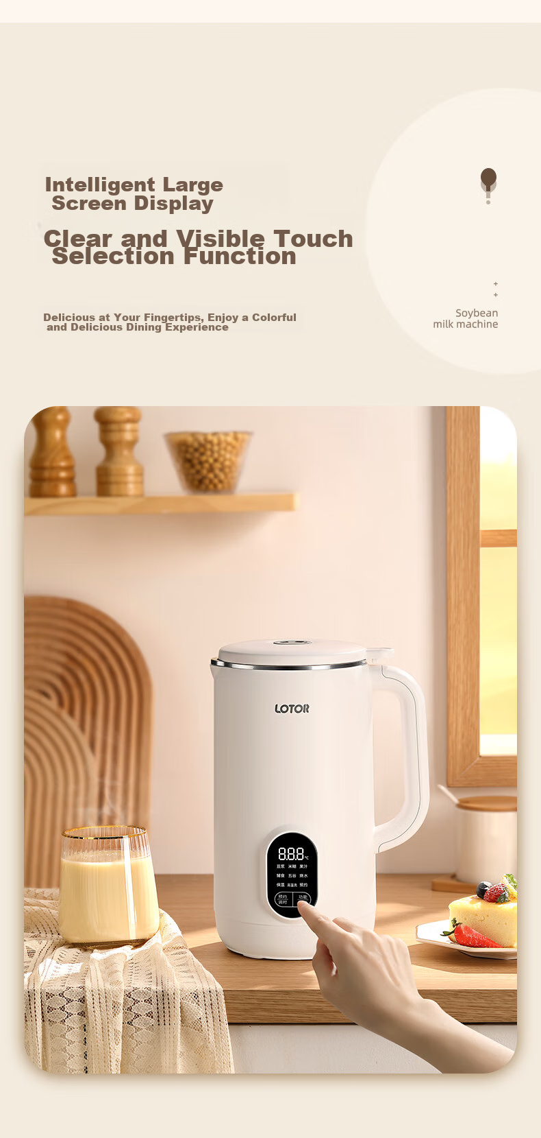 LOTOR High-Speed Blender Soy Milk Maker for Home Use, Automatic 4-5 Person Capacity, No Cooking Or Washing Required, Noise Reduction Juicer Machine for Grains And Complementary Food 8