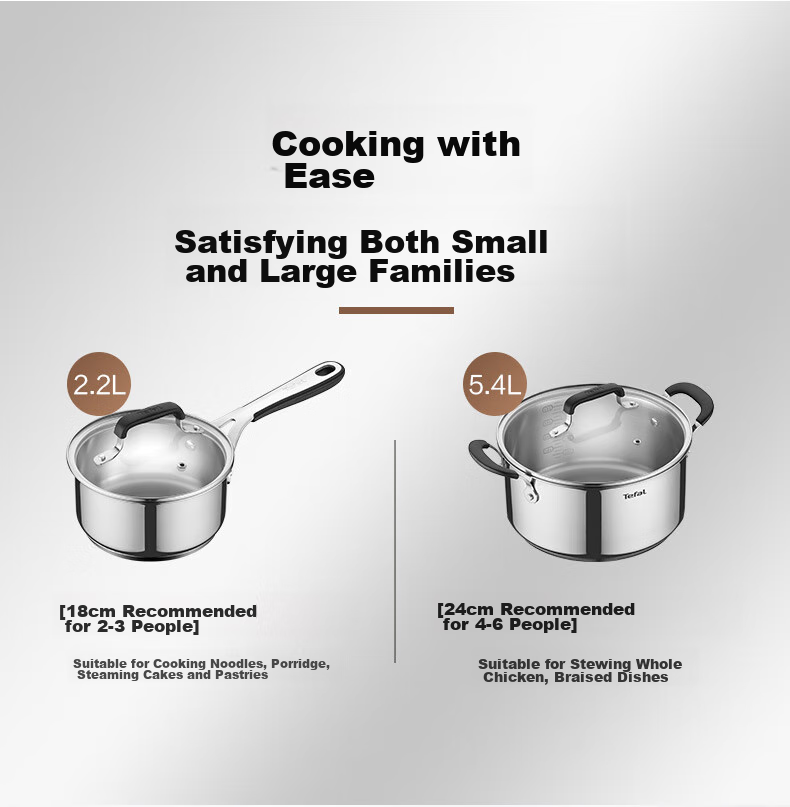 Tefal Stainless Steel Soup Pot, Thickened Stew Pot, Suitable for Induction Cooker, Large Capacity Cooking Pot, Dishwasher Safe 3
