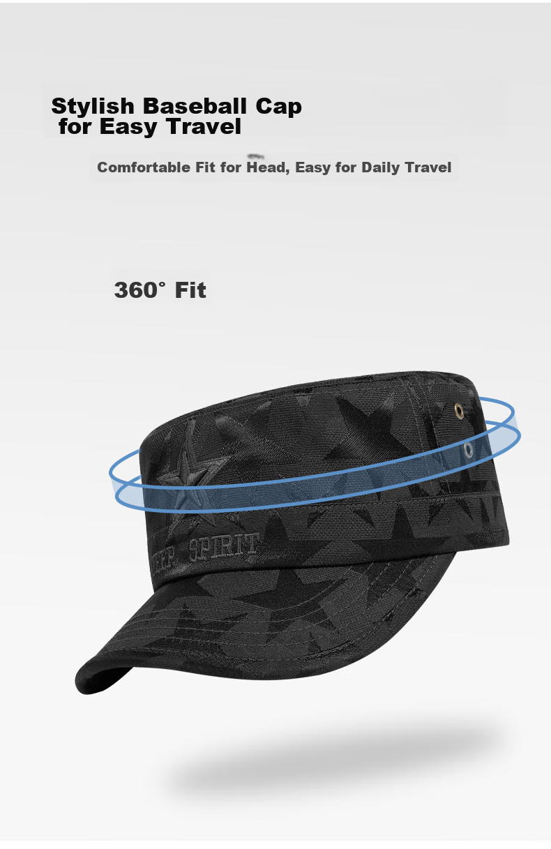 JEEP Men's Baseball Cap Four-Season Versatile Duckbill Casual Outdoor Flat Top Hat A0160 Dark Blue 4