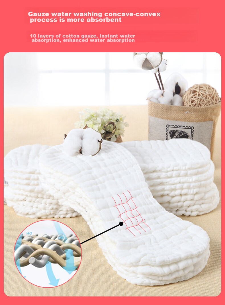 Babyprints [Without Melamine] Diaper, Baby Gauze, Pure Cotton, Newborn Diaper Pad, Disposable Diaper, Washable, 6 Pieces 8