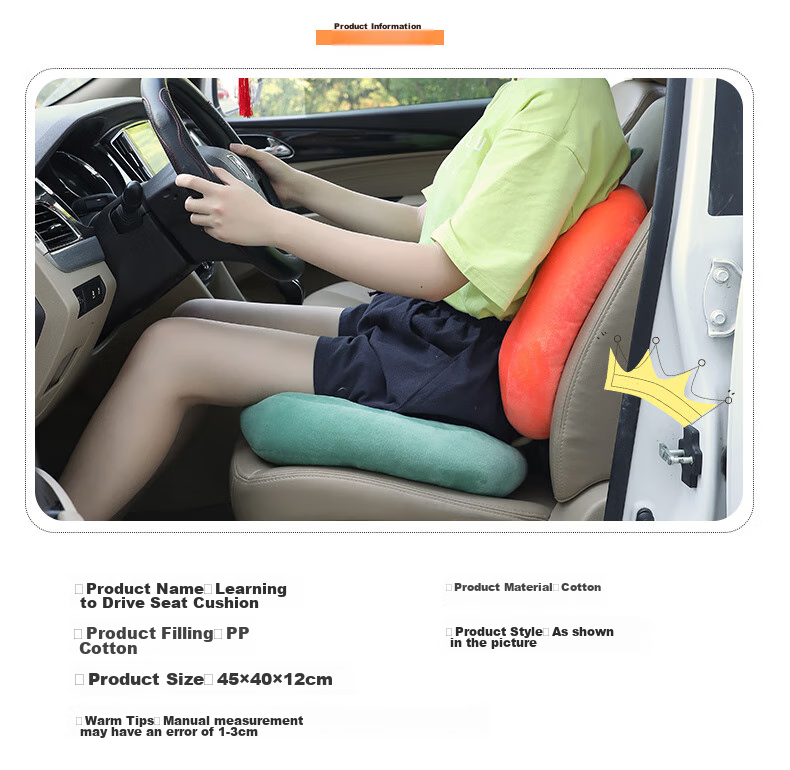 Huashi Car Seat Cushion Height-Increasing Pad, Driving Practice Seat Cushion for Short People, Female Driver Exam Seat Cushion, All-Season Universal 7