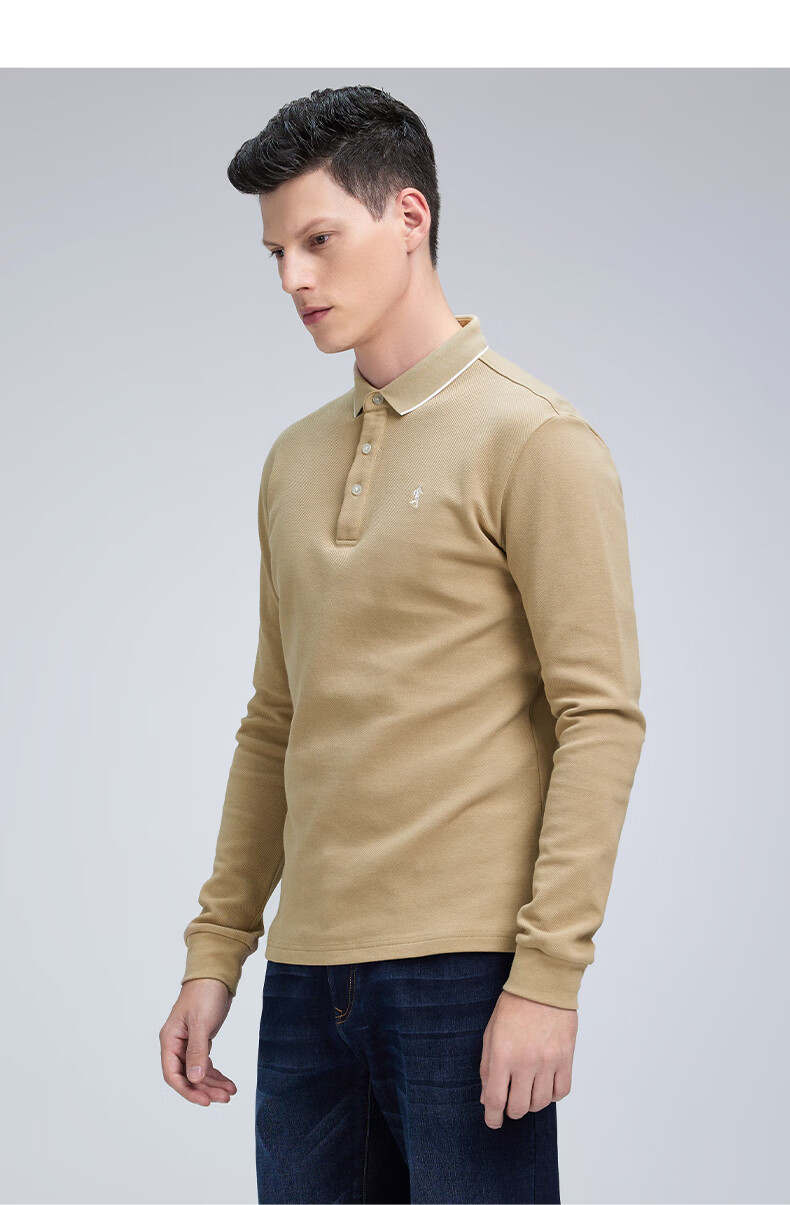 DANCING WOLVES [Upgraded Heavy Pure Cotton] Autumn And Winter Comfortable Basic Inner Layer Men's Long-Sleeve POLO Shirt, 001 Black, Size 165 16
