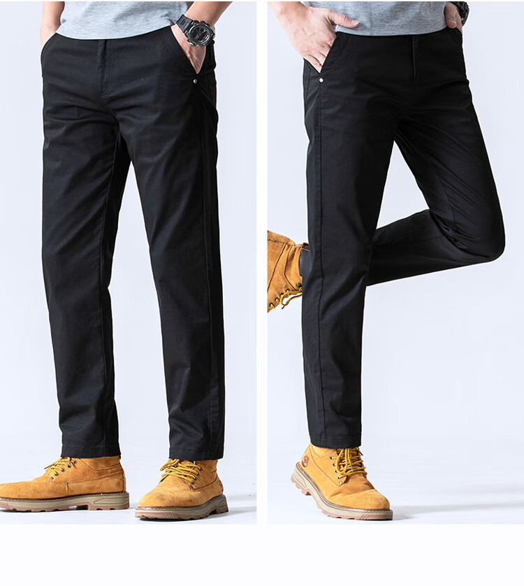 JEEP SPIRIT Men's Casual Pants, Spring Loose Straight-Leg Trousers, Men's Business Long Pants, Dark Gray, Size 28 7