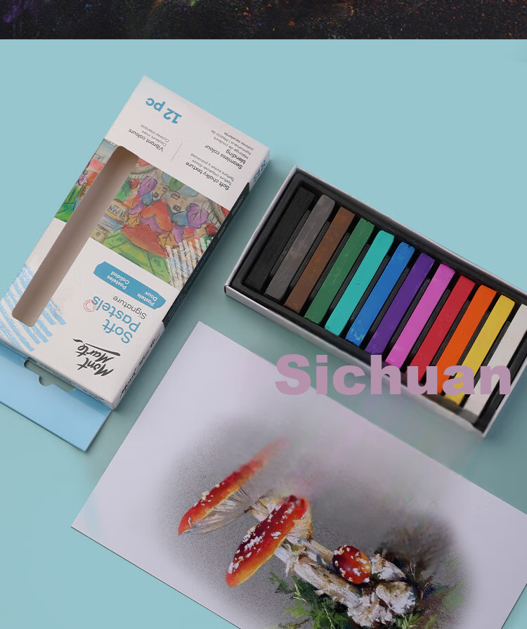 Mont Marte 24-Color Pastel Chalk Set, Colored Chalk Drawing Sticks, Art Painting Pastel Sticks, Children's Colorful Pen Set, Student Pastel Drawing Iron Box Set MMPT0017 Art Sketching 20