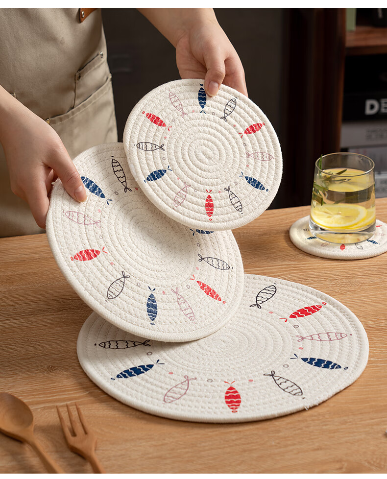 Onlycook Heat-Resistant Placemat, Dish Coaster, Cup Mat, Japanese Minimalist Anti-Scalding Pad, Household Western Dining Mat Bowl Coaster, 18cm 12
