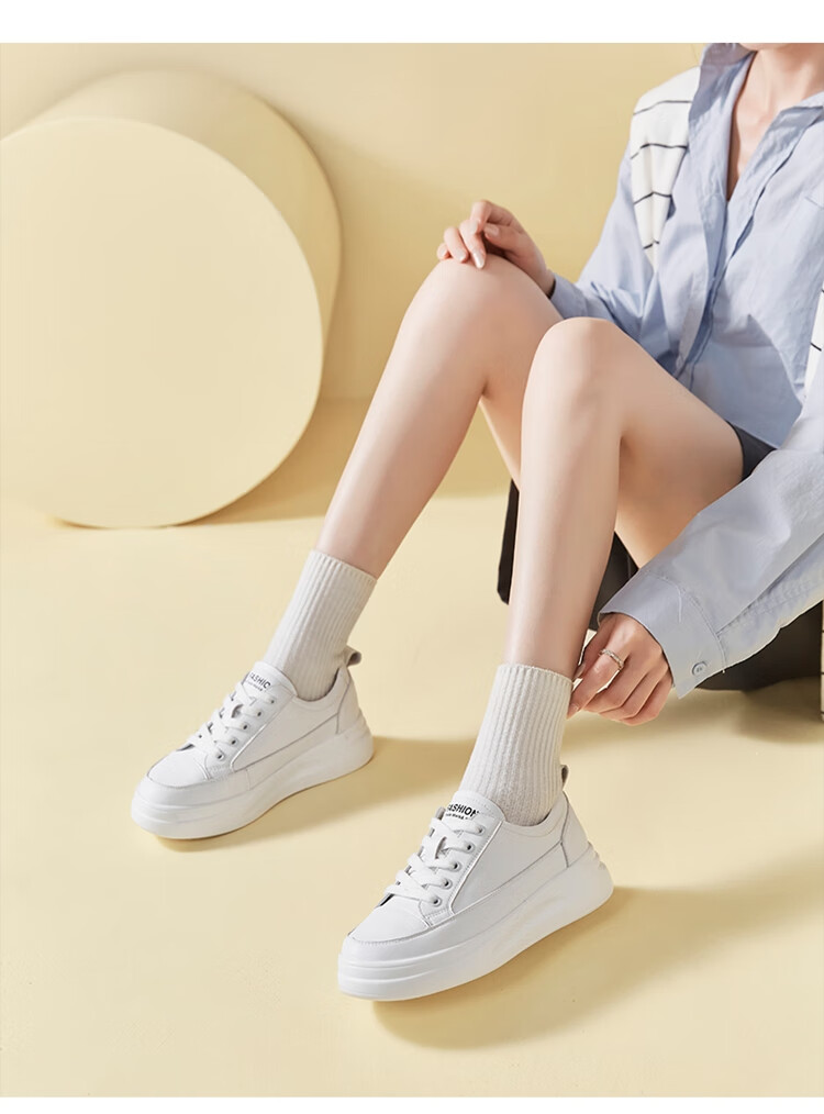 ZHR Women's Casual White Sneakers Soft Sole Breathable Low-top Comfortable Shoes AH105F White Size 34 6