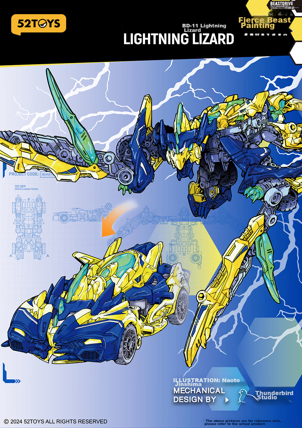 52TOYS Wuniangshou Series Lightning Lizard Transforming Toy, Trendy National Creation Mecha, Suitable for Ages 14+, Great Gift for National Day Holiday 1