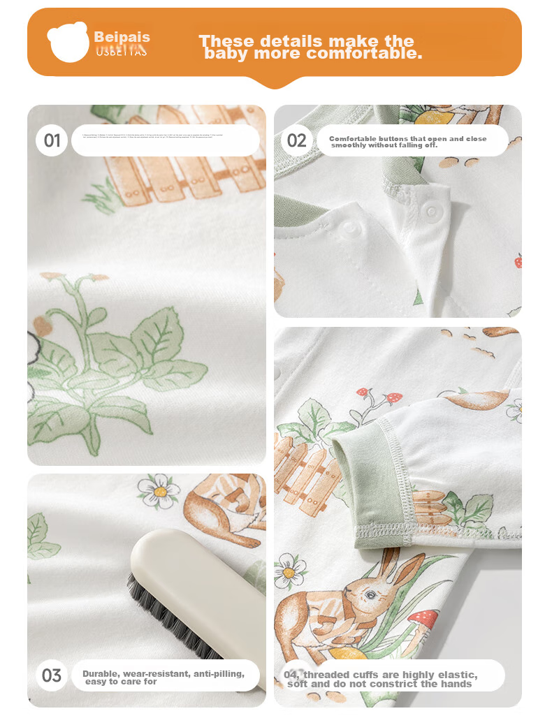 Beitaisi Baby Clothes Spring And Autumn Long-Sleeve Bodysuit, Pure Cotton Newborn Onesie, for Boys And Girls, Early Spring Outfit Pajamas 27