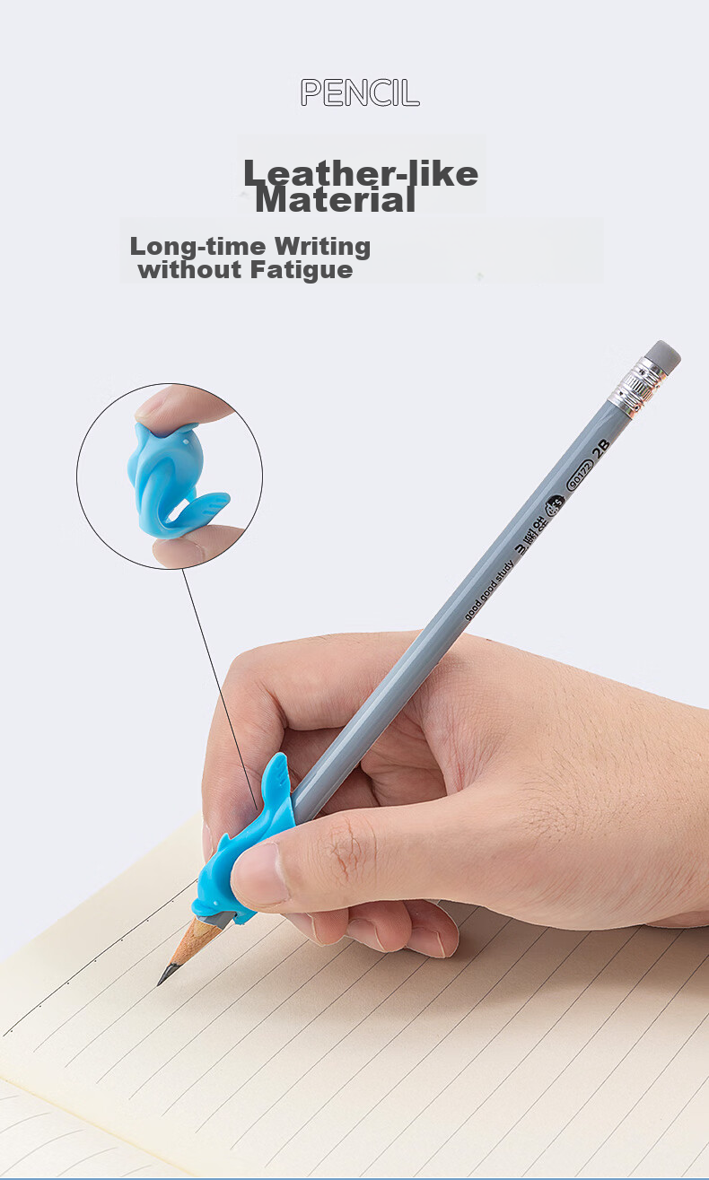AIHAO [Lowest Price Online] Dolphin-Shaped Pen Grip Aid for Kindergarten And Elementary School Students, Pencil Grip Correction Silicone Pen Holder, Back-To Essential Stationery, Pack of 10 9