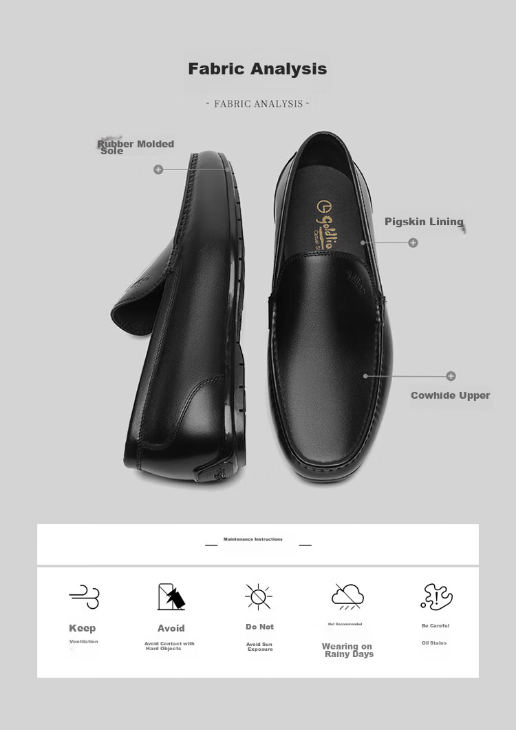 Goldlion Men's Slip-On Loafers, Comfortable Penny Loafers, Business Casual Leather Shoes, 57101035001A-Black Size 39 11