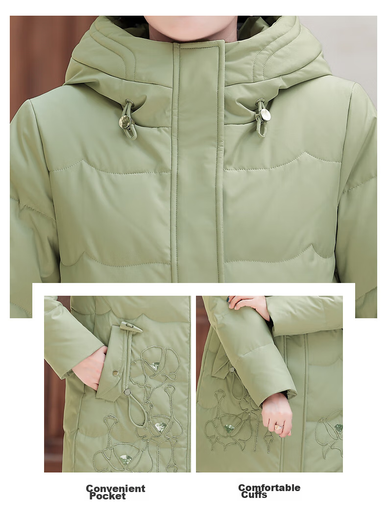 QIUFULUO Mom's Winter High-End down Jacket, New Year Red, Middle-Aged And Elderly Women's Clothing, Stylish And Warm Coat for Women over 50 And 60 Years Old 7