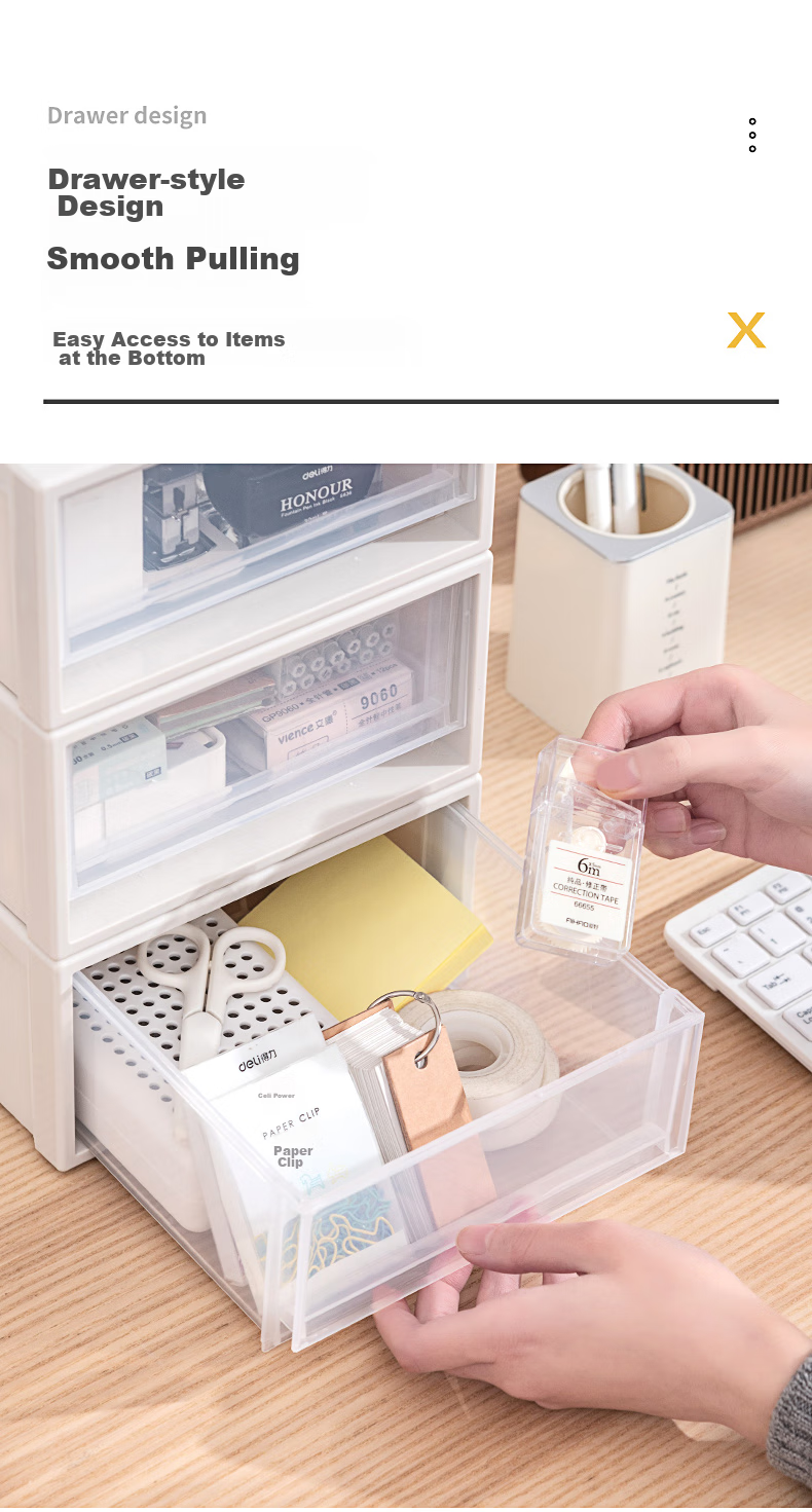JEKO&JEKO Plastic Desktop Storage Box, Drawer-Style Office Desk Organizer, Storage Cabinet, Desk Organizer Box, Small Size, Pack of 3 8