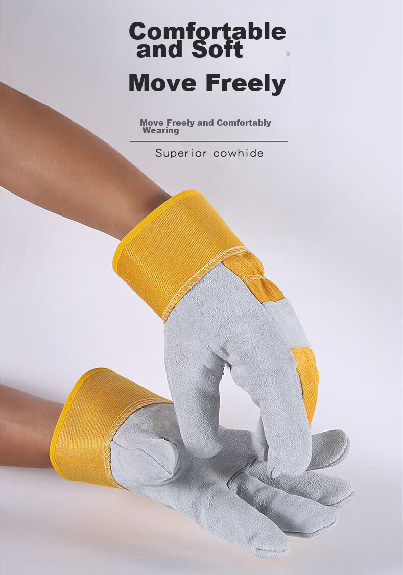 Andatong Welding Gloves, Heat-Resistant Welding Gloves, Wear-Resistant Thickened Cowhide Gloves, Protective Work Gloves 4