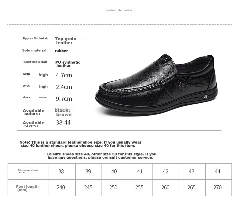 MEXICAN Business Casual Shoes Men's Top-Grain Leather Shoes Formal Slip-On Derby Shoes for Men 8283 Black Size 40 18