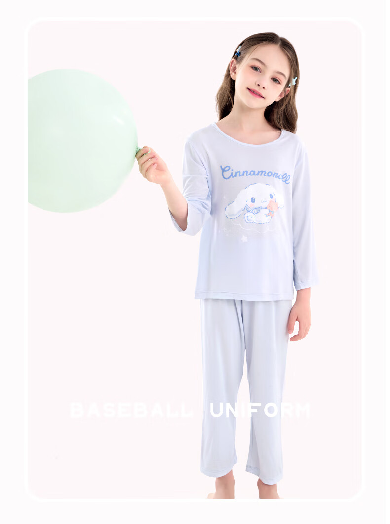 Hello Kitty Girls' Pajama Set Summer Stylish Children's Loungewear Big Kids Modal Air Conditioning Wear G002 Pink 150 9