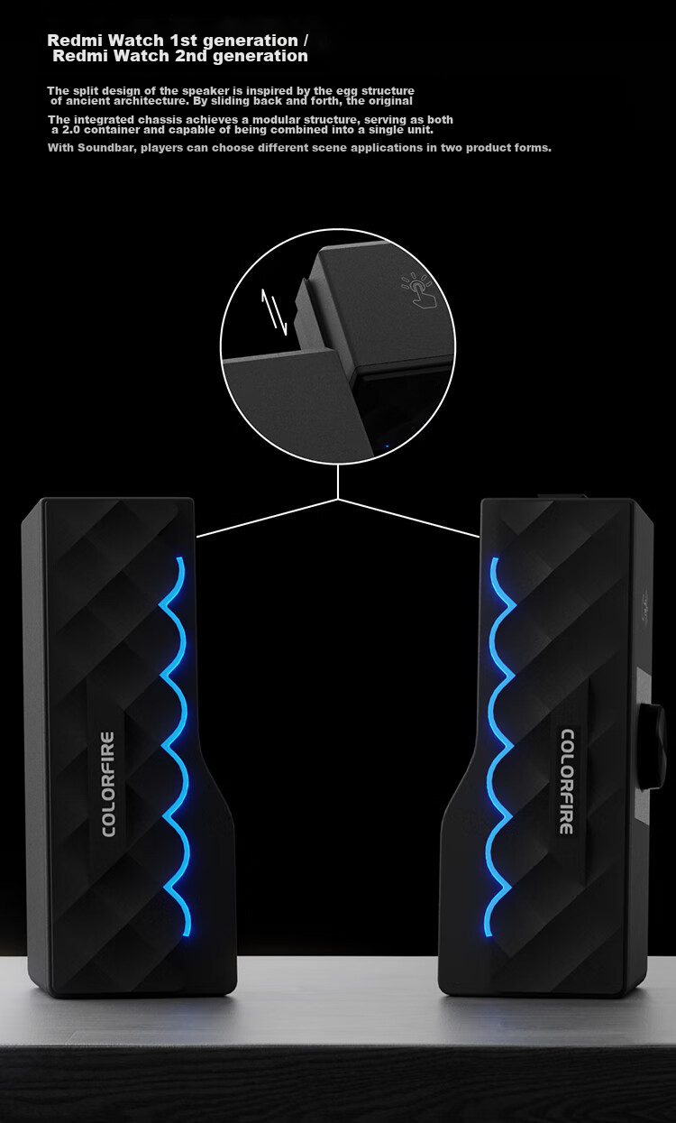 COLORFIRE Computer Speakers, Home Desktop Laptop Gaming Speakers, RGB Cool Lighting Effects, Detachable Design, White, FS-D2101 6