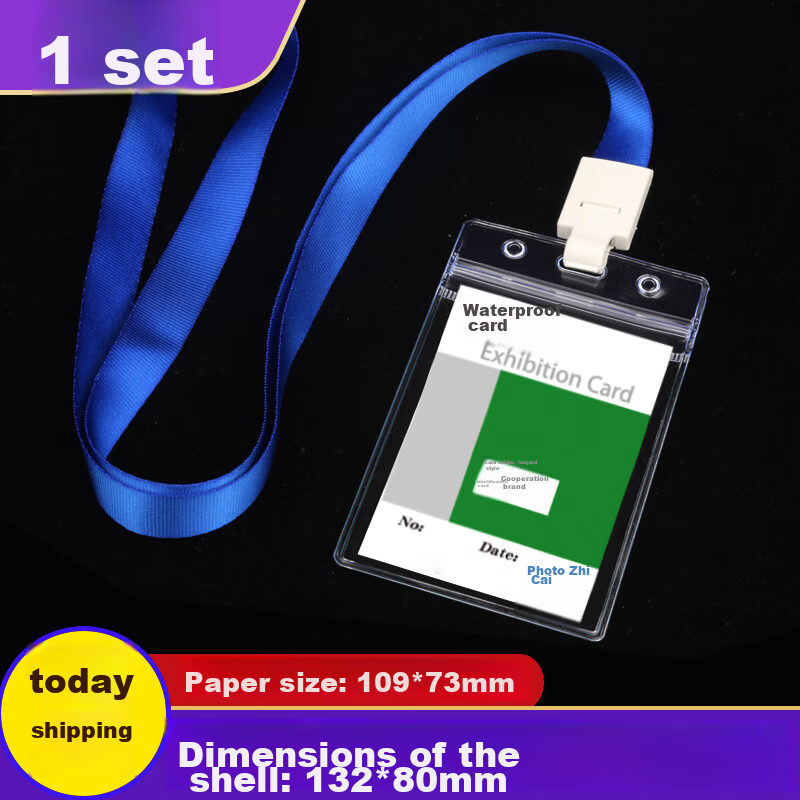 Siyi Cai Transparent ID Holder, Work Badge Holder, Card Holder, Lanyard Tag, Name Tag, Chest Card Holder, Factory Badge, Student ID Card, Employee Badge, School Card Holder, Entry Permit, Student ID Card, Meal Card, Work Card with Strap