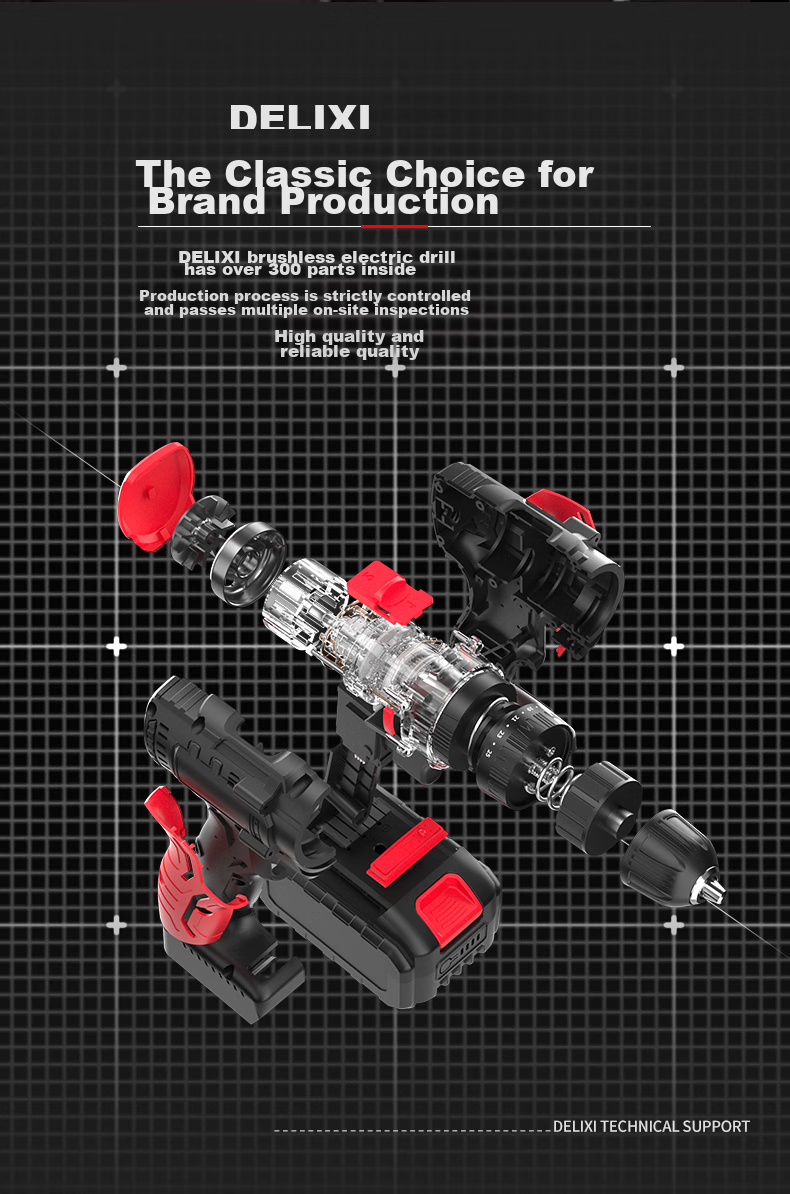 DeliXidianqi 21V Brushless Electric Drill, Rechargeable Lithium Impact Drill, Multifunctional Household Electric Drill, Household Electric Screwdriver, 4.0 7