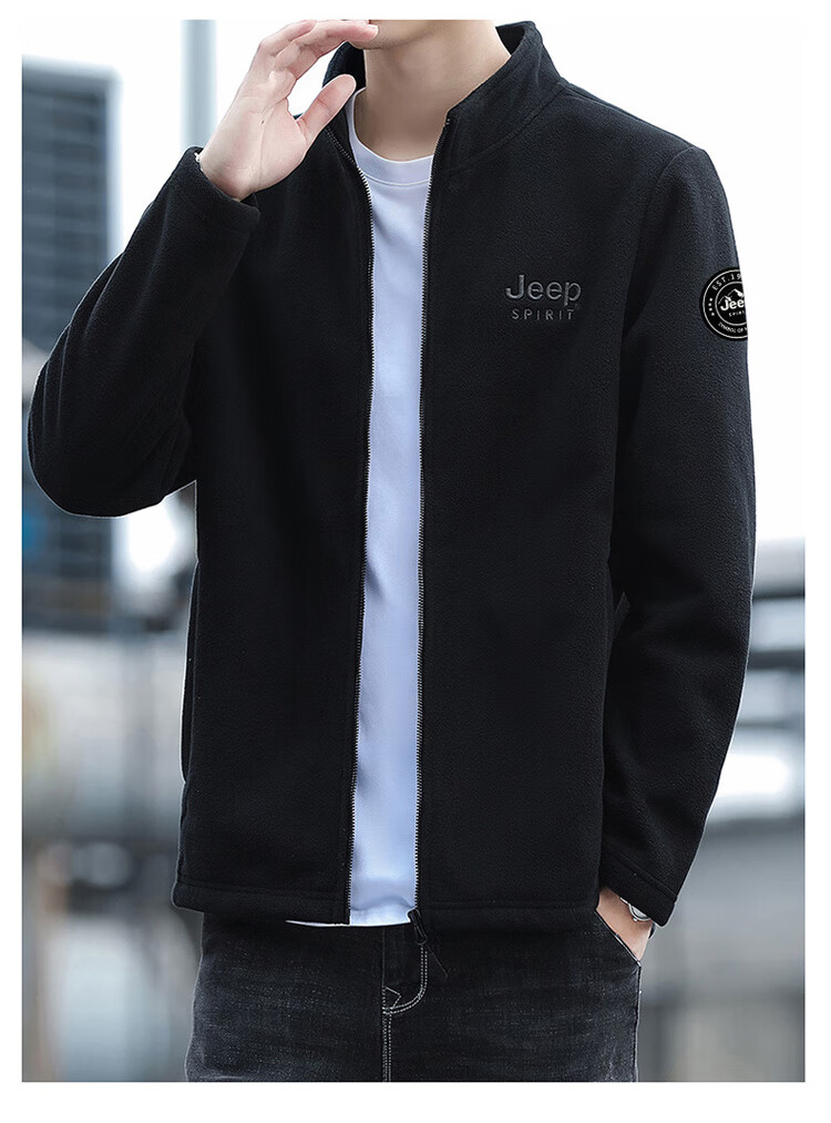JEEP SPIRIT Men's Jacket, Zip-Up Sweatshirt, Autumn Menswear, Long-Sleeved Loose Casual Trendy Fleece Clothing 6