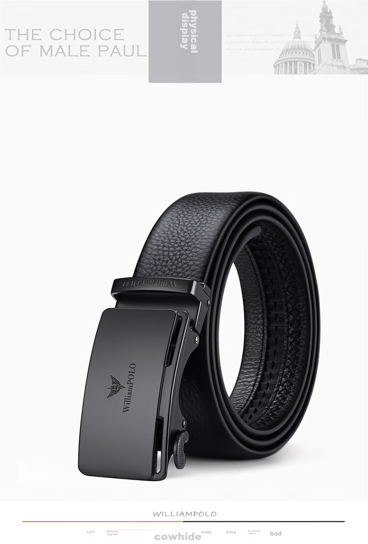 WILLIAMPOLO Men's Cowhide Automatic Buckle Belt, Waistband for Pants, Size 130, Birthday And Valentine's Day Gift for Boyfriend 10