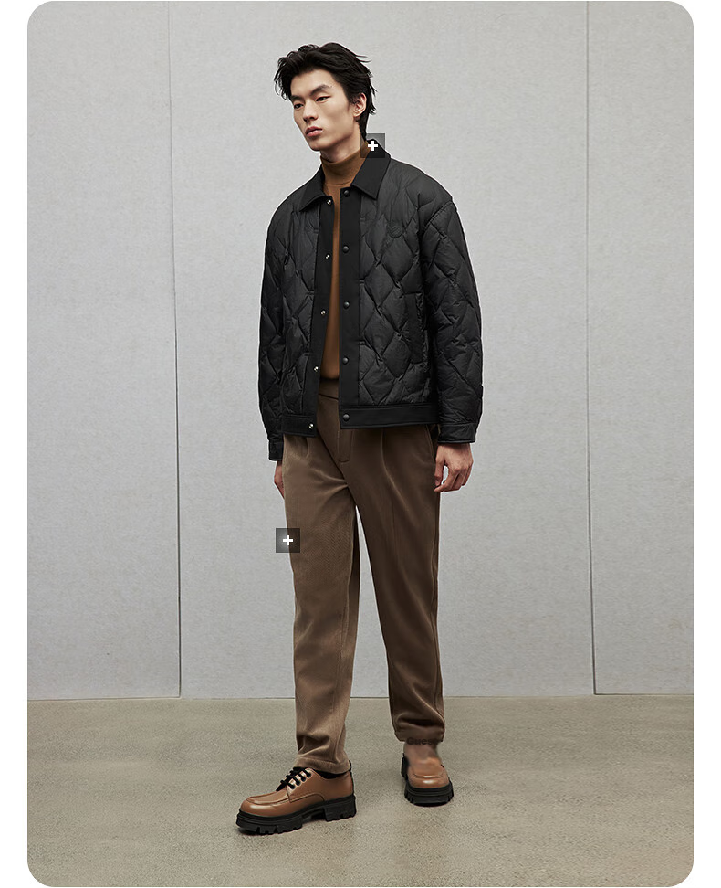 GXG Men's Lightweight Shirt-Style down Jacket, Winter 2024 New Product, Black, Size 175/L 14