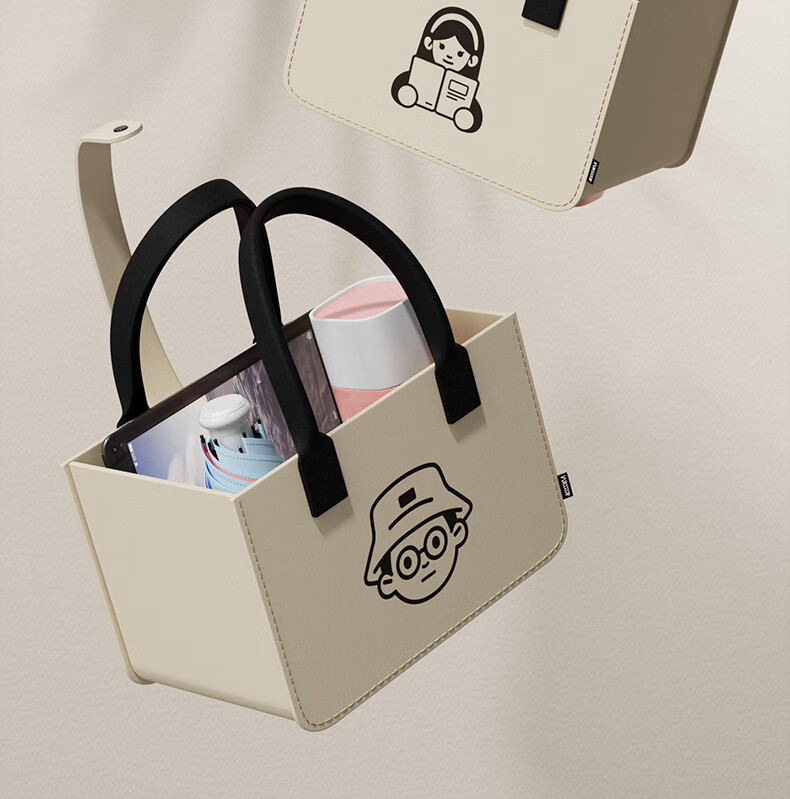 Siwangongli Felt Handbag, Portable Commuter Tote Bag, Canvas Bag, Simple College Student Shopping Storage Bag, Large Capacity Gift Bag 16