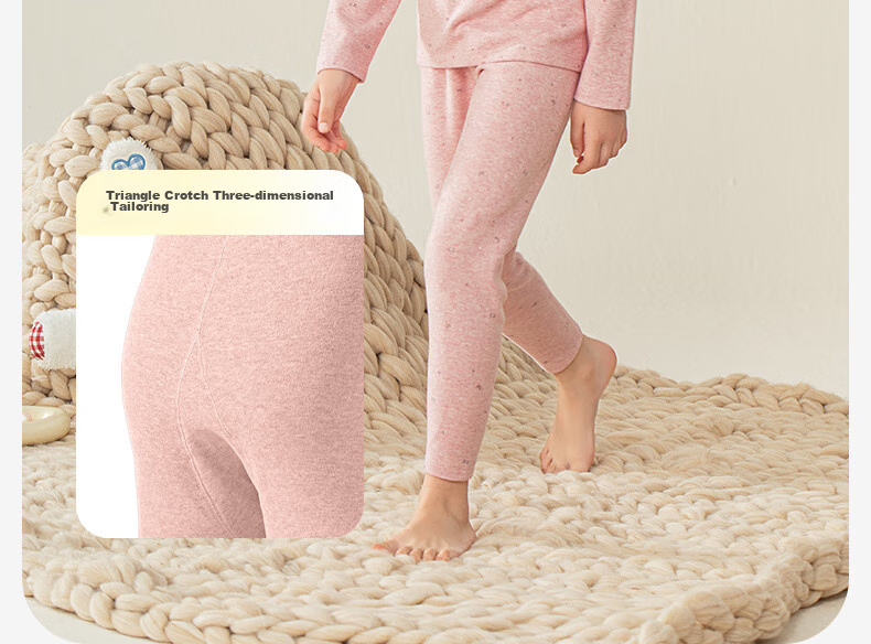 YING BO LUN Children's Autumn Underwear Set, Girls' Thick Cotton Thermal Top And Bottom, Warm Inner Wear for Older Kids, 85316 Colorful Pink, Size 150 18
