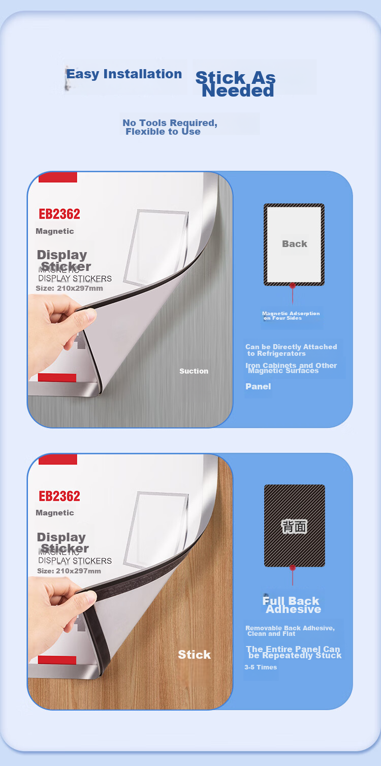 COMIX Business License Frame A4 Magnetic Display Holder for Business License Copy Protection And Notice Board Sticker EB2362 (297x210mm) Silver 4
