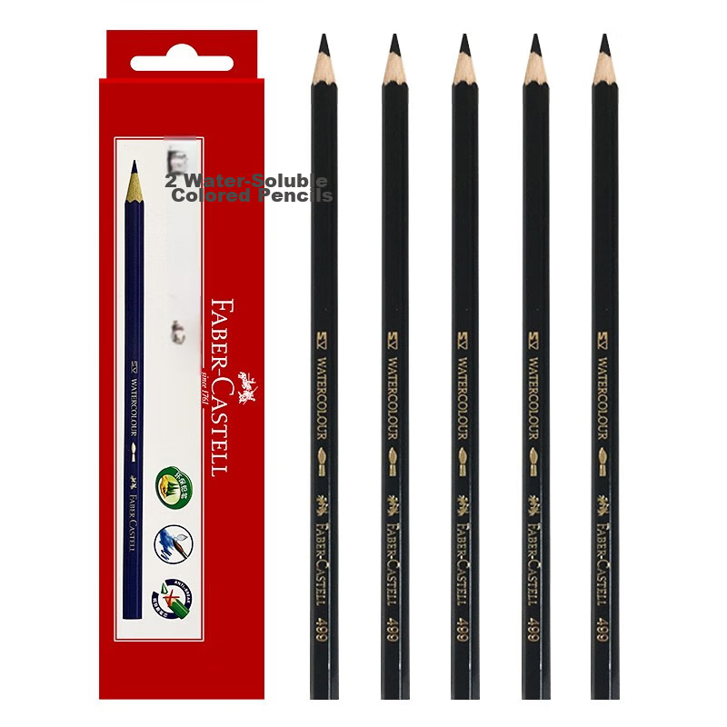 Faber-Castell Water-Soluble Colored Pencils, Single Color, 12-Pack, Black, 499, Art Sketching, Student Drawing, Graduation, Holiday Gift